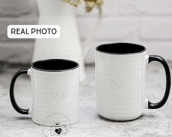 Black Accent Mugs Mockup 11oz 15 oz Printify Blank 2 x mug mockup Two Mugs Smart Mock Photoshop Photopea Blank Cups Mockup