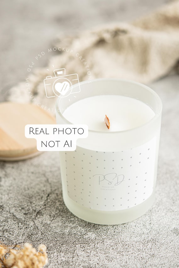 Frosted Glass Candle Mockup Frosted Candle Mockup 9 oz candle mockup Printify Frosted Candle PSD Smart Object JPG PNG Real Photo