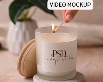 11oz Frosted Glass Candle Video Mockup (PSD, MP4 Download) Printed Mint