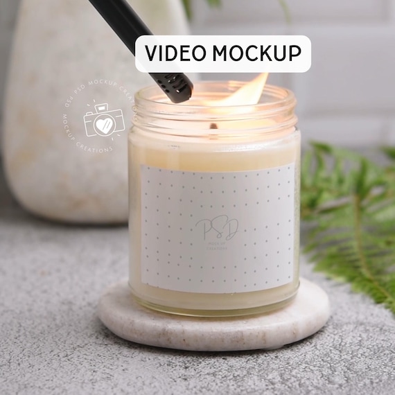 Candle Video Mockup Glass Candle Mockup Video Mockup Candle Builders 9 oz white Candle Video 9 oz candle mockup Printify Candle Mockup PSD