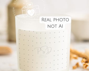 Printify Candle Mockup Frosted Candle Mockup Matglas kaarsmodel 11 oz kaarsmodel PSD Smart Object JPG PNG Echte foto