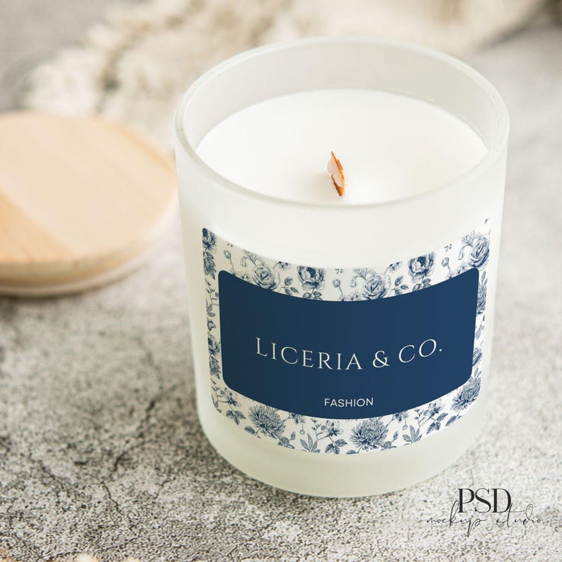 Frosted Glass Candle Mockup Frosted Candle Mockup 11 oz candle mockup Printify Frosted Candle PSD Smart Object Real Photo image 4
