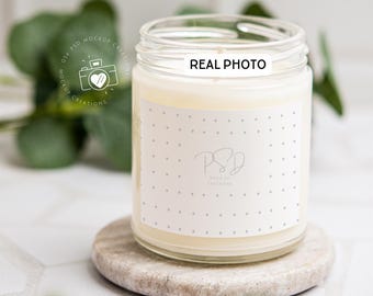 Maquette de bougie Printify Maquette de bougie blanche Lumient Maquette de bougie en verre de 9 oz Maquette de bougie de 9 oz Objet intelligent PSD JPG PNG Photo réelle