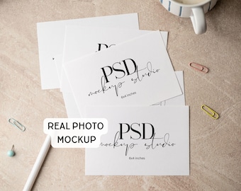 6 Postcard Mockup 4x6 Cards Mockup Real Photo Postcard Mockup, Blank Card Styled Stock Photo, Printable Card Photopea PSD Template