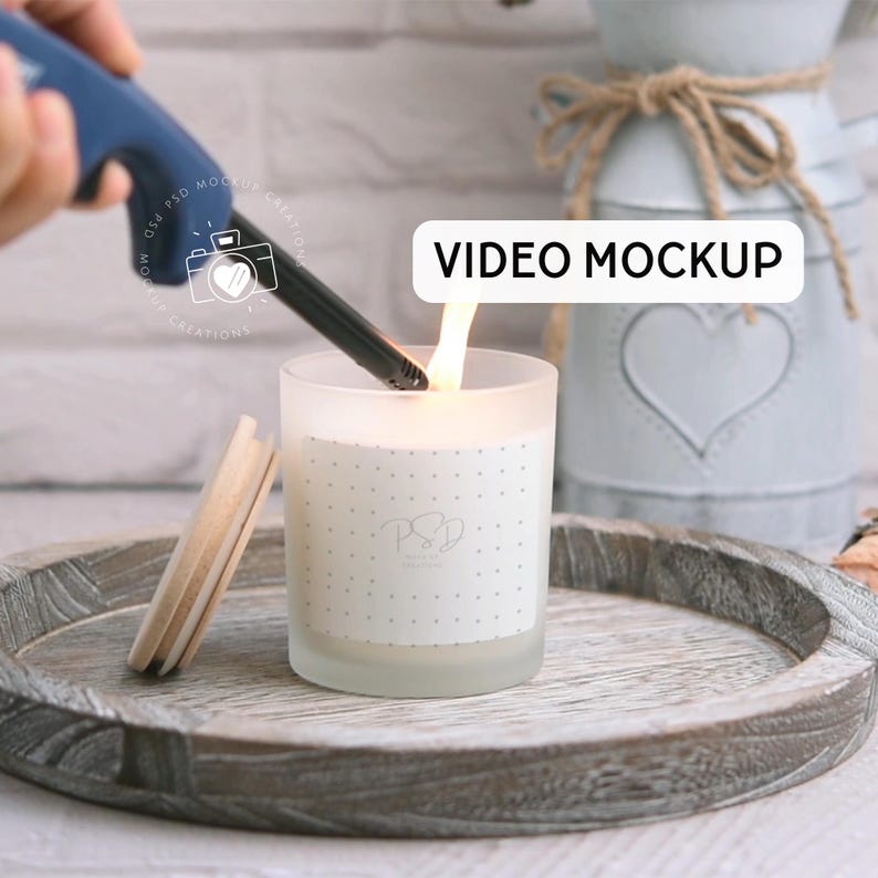 Video Candle Mockup Frosted Glass Candle Mockup Video Mockup Frosted Candle Video 11 oz candle mockup Printify Candle Mockup PSD MP4 image 1