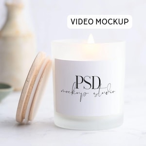 Candle Video Mockup Frosted Glass Candle Mockup Video Mockup Frosted Candle Video 11 oz candle mockup Printify Candle Mockup PSD MP4
