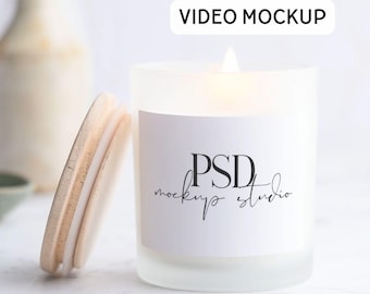 Mockup kaarsvideo Mockup videokaars van matglas Mockup videokaars van matglas Mockup kaarskaars van 11 oz Mockup Kaars Printify PSD MP4