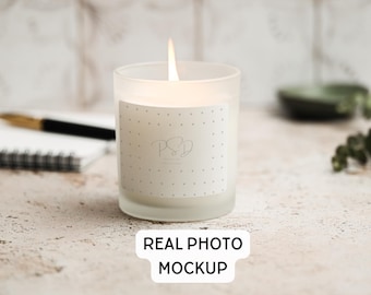 Mockup kaars van 11 oz mat | Labelontwerp PSD, JPG, PNG