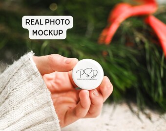 1.25-inch Button Mockup Christmas Button Mockup Custom Small Pin Buttons Mockup Button Mock Up PSD Smart Mock Smart Object