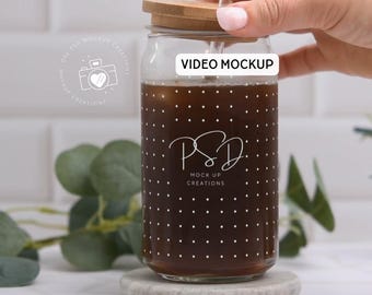 Sipper Glass Video Mockup Real Photo Printify Sipper Glass Video MP4 Mock Up Photoshop PSD Mockup Smart Object Drag and Drop