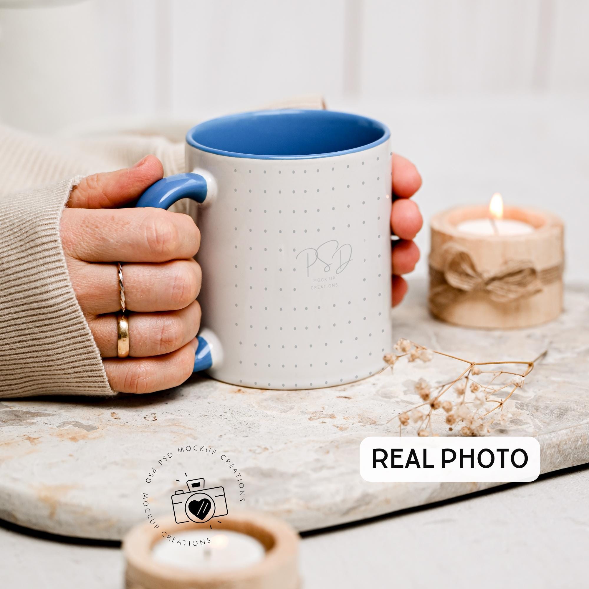 11 Oz Blue Accent Mug Mockup Real Photo Printify 11oz Mug Mockup Blue 11 oz Mug Mockup Photoshop Smart Mock Photopea PSD