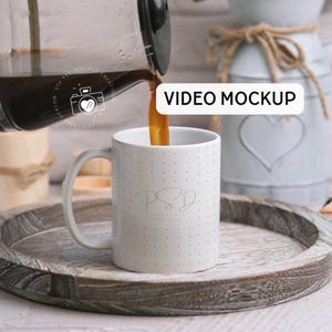 Video Mug Mockup 11oz White Mug Coffee Cup Video Mockup Coffee Mug Mockup Printify Mockup Video Photoshop PSD Smart Object MP4