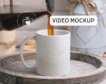 Video Mug Mockup 11oz White Mug Coffee Cup Video Mockup Coffee Mug Mockup Printify Mockup Video Photoshop PSD Smart Object MP4