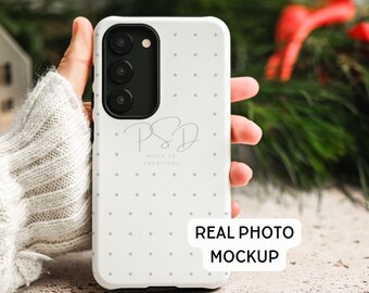 Samsung S23 Tough Case Christmas Mockup, PSD Photopea (Digital Download)