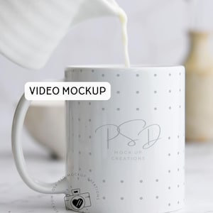 Mug Video Mockup 11oz White Mug Coffee Cup Video Mockup Coffee Mug Mockup Printify Mockup Video Photoshop PSD Smart Object MP4