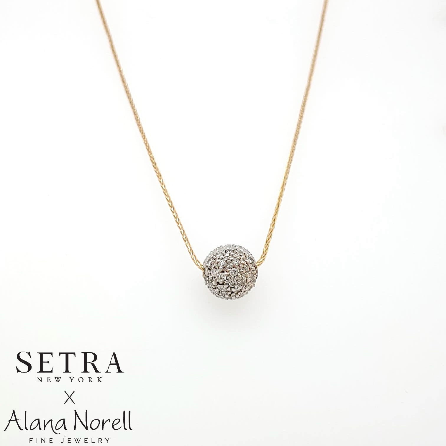Diamond Pav Ball Necklace Etsy Canada