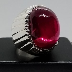 Rare Ruby 925 Sterling Silver Handmade Ring, Oval Shape Big Ruby Ring Luxury Red Ruby Ring, Real Anari Yaqoot Ring, Gift for him