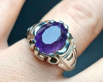 希少な25カラットの深紫色のアメジスト925スターリングシルバーの 