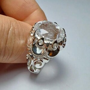 Natural White Sapphire 925 Sterling Silver Handmade Ring, High Quality Real Ceylon Sapphire Mens Ring Rare White Sapphire Ring Gift for him