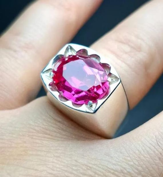 18カラットの希少ピンクトパーズ925スターリングシルバーハンドメイド