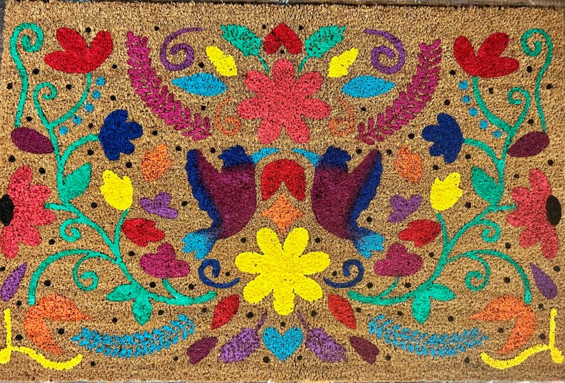Mexican Print Doormat Hand Painted Doormat Custom Patio Etsy