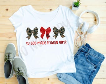 so God made Trojan girls png, Trojan mascot, girl, school mascot png, digital file only, camo bows png
