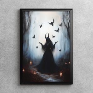 Maleficent Witch | Dark Gothic Art Print, Victorian Witchy Decor, Dark Academia Aesthetic, Victorian Fantasy Wall Print