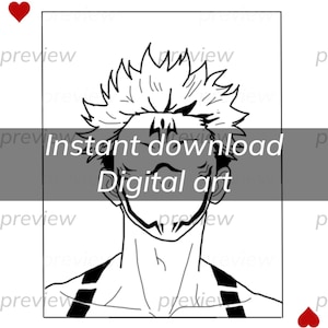 Sukuna King of Curses, JJK, Jujutsu Kaisen, Printable Card Design - Digital Art for Instant Download