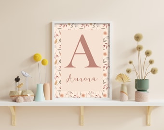 Nursery poster, Personalized baby name print, digital art, decorations, Custom Name print, Custom Name Print, Personalized Initial Print