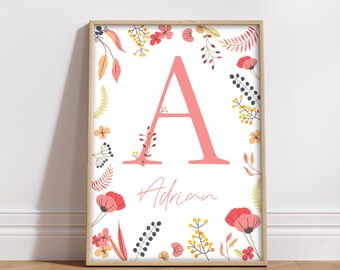 Nursery, poster, Name, Birth, Baby, digital art, decorations, room, Custom Name print, Custom Baby Name Print, Personalized Initial Print