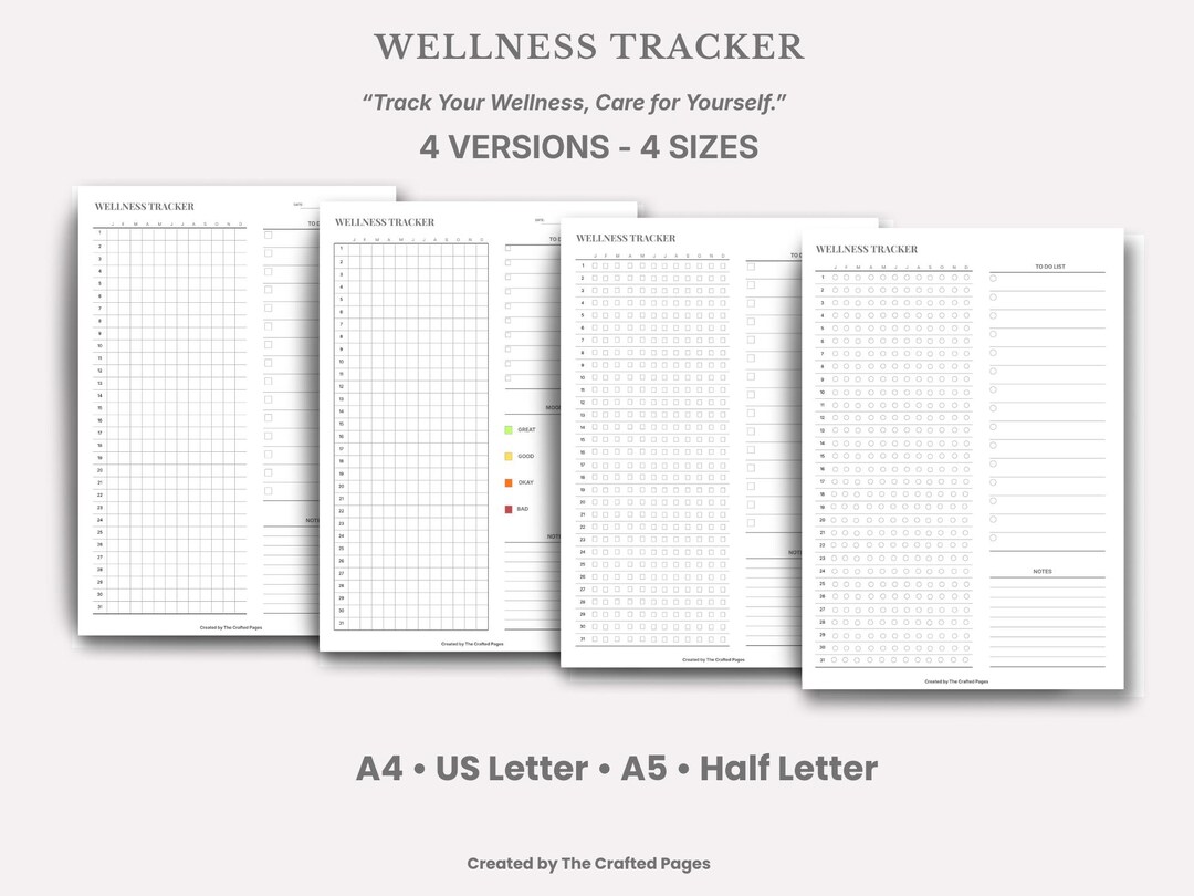 Wellness Tracker Printable | Self Care Planner PDF - Etsy