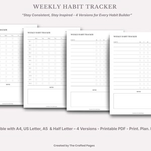 Minimalist Weekly Habit Tracker: Circle & Grid Layouts (PDF Download)- 4 Sizes- 4 Versions