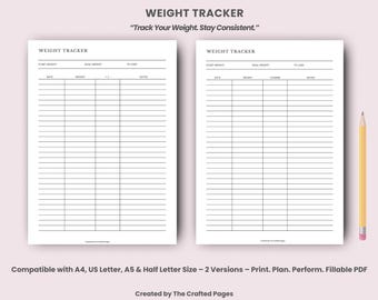 Afdrukbaar met Weight Tracker – 2 versies, 4 maten