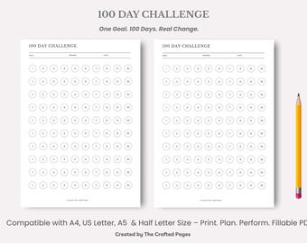 100 Day Challenge Tracker-4 Sizes