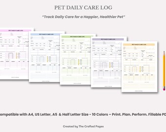 Pet Daily Care Log: Printable Routine Tracker (PDF)