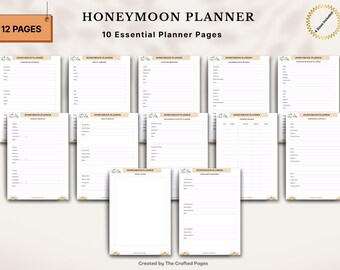 Honeymoon Planner Printable, Wedding Travel Itinerary, Organizer (Digital Download PDF)