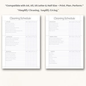 Cleaning Schedule ,Weekly Cleaning Planner, Home Cleaning Checklist, Printable Cleaning Routine, A4, A5, US, Half Letter