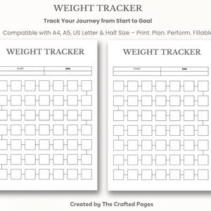 Weight Tracker Chart ,Printable Weight Loss Tracker ,A4 A5 US Letter Half Size, Start to Goal Progress Tracker