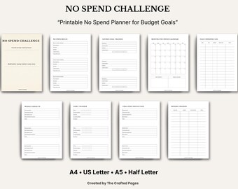 No Spend Challenge Planner | Budget Tracker, Savings Log (Instant Download)
