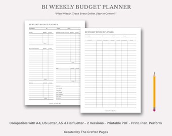 Budgetplanerare för två veckor | Utskrivbar PDF | 4 storlekar, 2 versioner