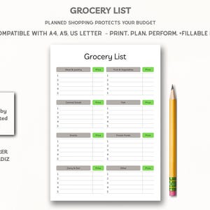 Druckvorlage, Einkaufsliste, A4 A5 US Letter, Einkaufsliste Vorlage, A4 A5 US Letter, Einkaufsliste druckbar, Wöchentliche Einkaufsliste PDF