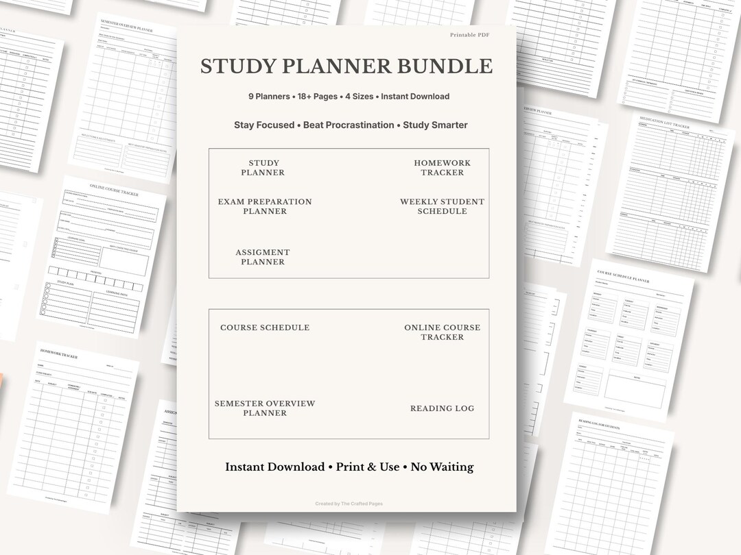Study Planner Bundle, Exam Assignment Tracker, Academic Organizer (PDF ...