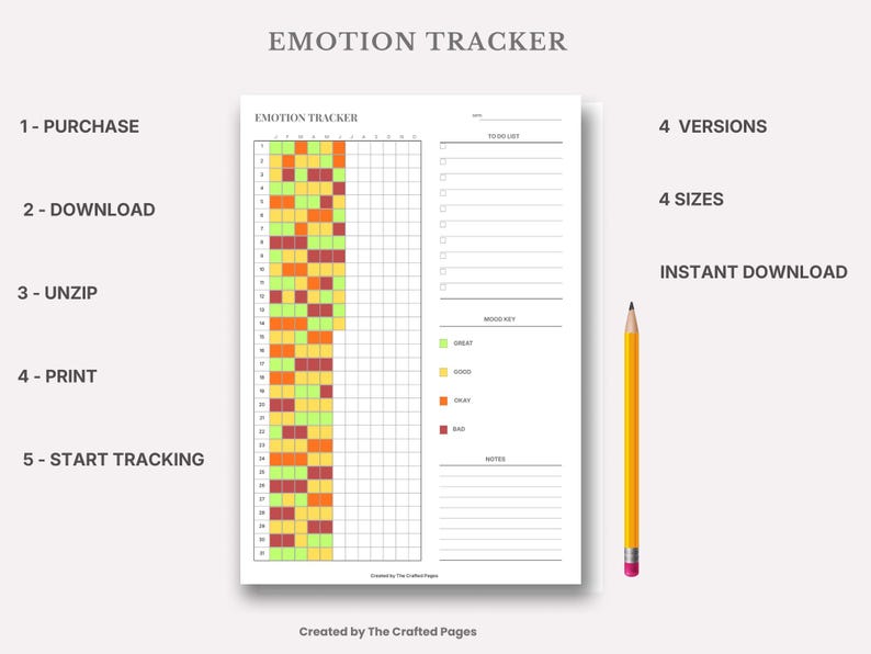 Emotion Tracker Printable | Mood Tracker PDF - Etsy