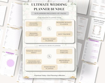 Ultimate Wedding Planner Bundle | 10 Planners, 87+ Pages (Digital Download)