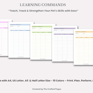 Registro de entrenamiento para cachorros / Registro de habilidades caninas / 10 colores, 4 tamaños