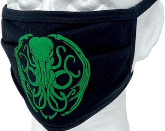 Cthulhu Weave 3-ply reusable cotton earloop mask