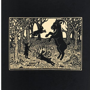 Woodland Rites black philip woodcut t-shirt