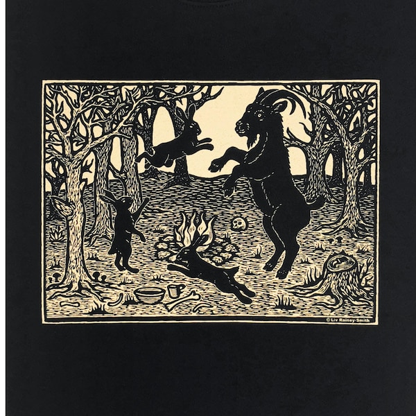 Woodland Rites black philip woodcut t-shirt