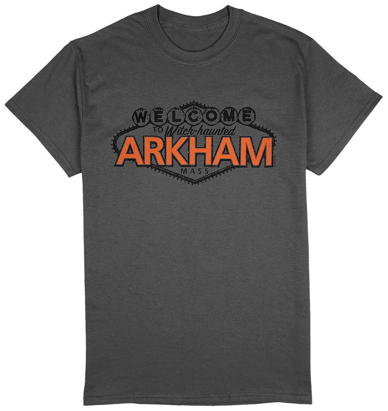 Welcome to Arkham vintage sign t-shirt in charcoal size S-4XL image 2