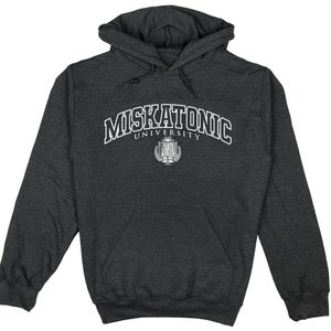 Miskatonic University Ivy League seal, Lovecraft Cthulhu Mythos pullover HOODY Black or Gray Heather S-4XL image 3